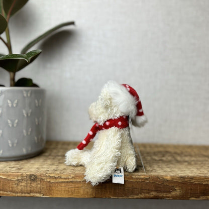 Jellycat Jingly Polar Bear Tot - White Polar Bear Tot In Christmas Hat/scarf 7”