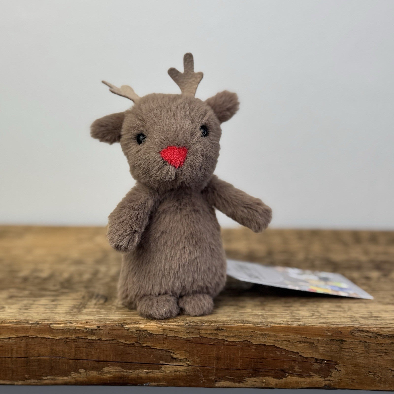 Jellycat Fluffy Reindeer - Tiny Brown Mini Reindeer Beanie Soft Toy 4" Rare