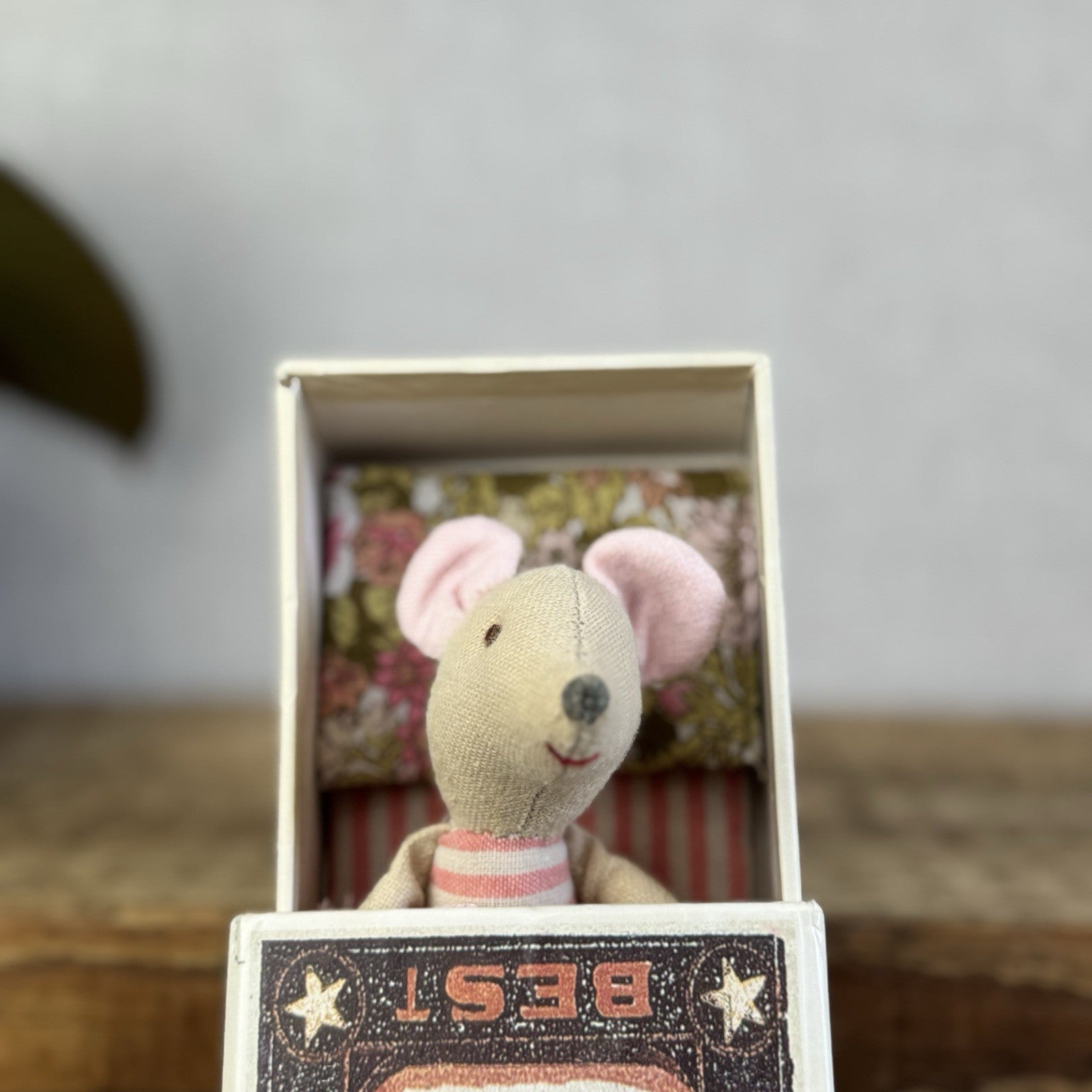 Maileg Retired Big Sister Mouse In Matchbox 2013 - Painted Nose, Red Mouth Rare