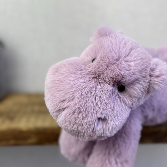 Jellycat Medium Smudge Hippo - Lilac Laying Hippo Beanie Plush Retired New 14”