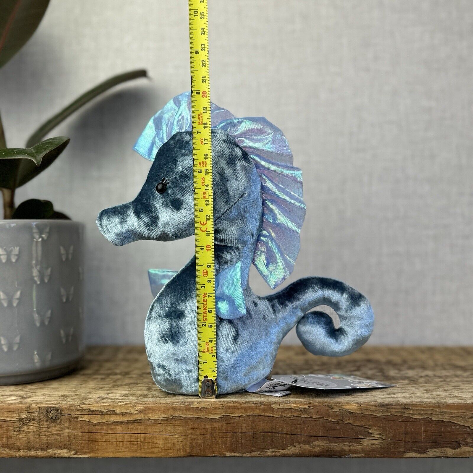 Jellycat Coral Cutie Seahorse - Light Blue Velour Sea Creature Seahorse Plush 8”