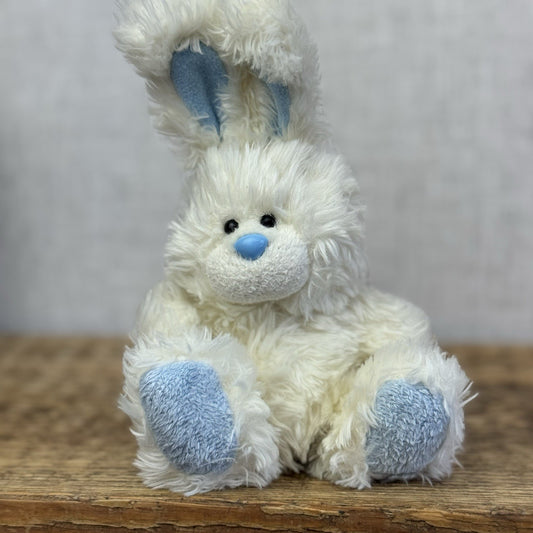 Blue Nose Friends Snowdrop Bunny #43 Mini White Fluffy/blue Paw Bunny 5"