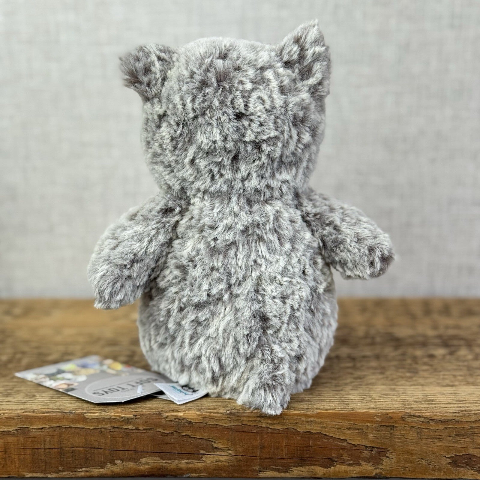 Jellycat Barney Owl Chick - Beige/grey Mix Texture Fur Beanie Rare Retired 8"