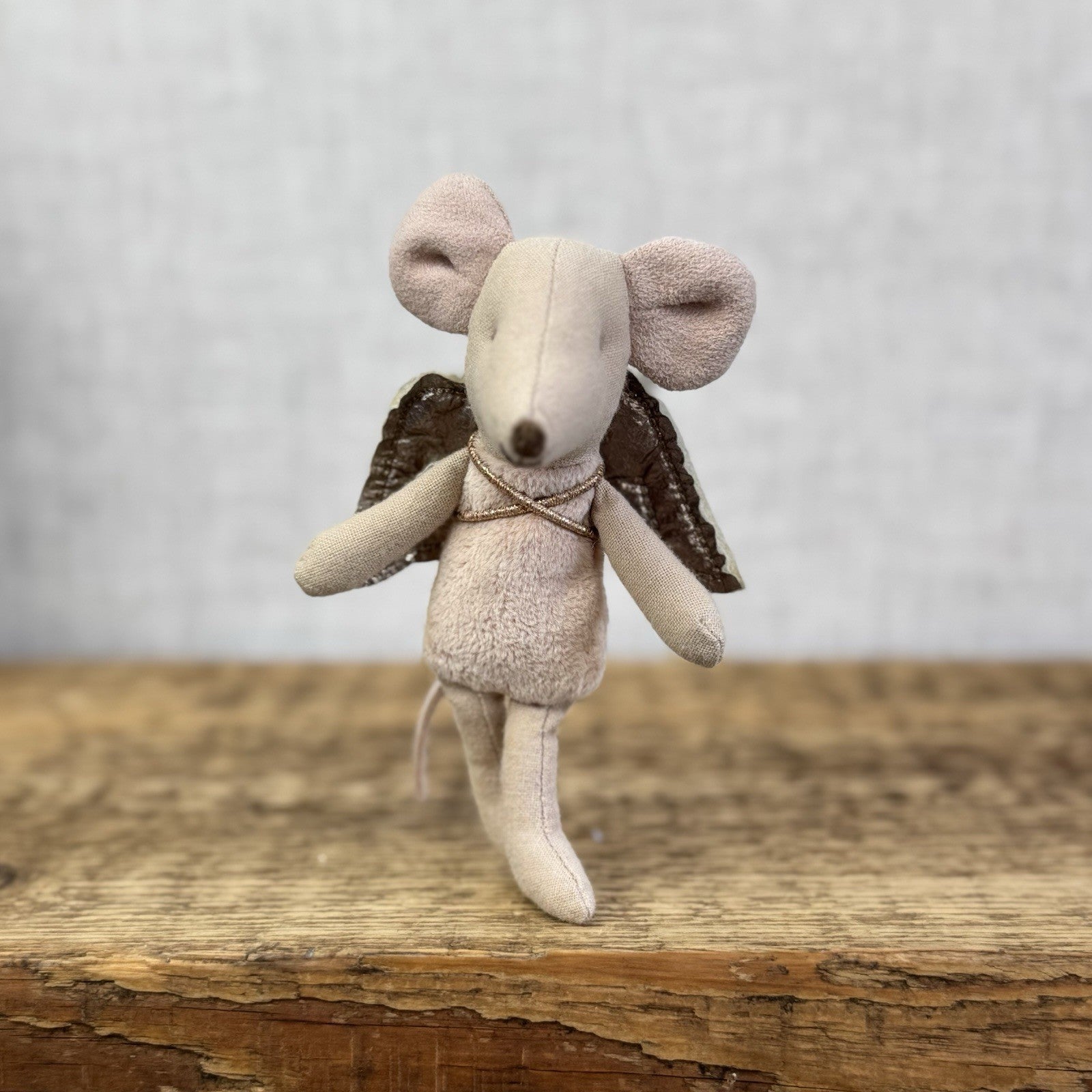 Maileg Fairy Mouse - Natural - Gold Winged Maileg Mouse Fluffy Tummy Retired