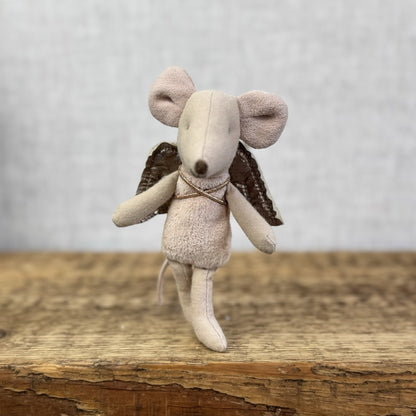 Maileg Fairy Mouse - Natural - Gold Winged Maileg Mouse Fluffy Tummy Retired