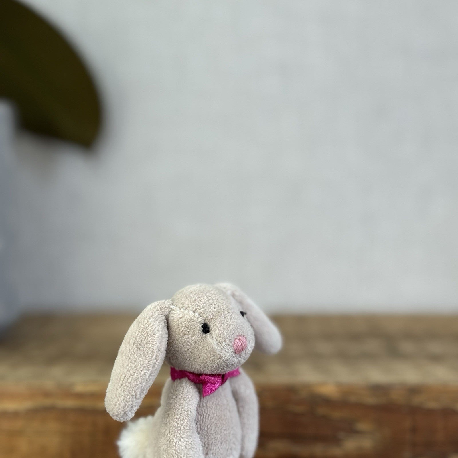 Jellycat Tiny Beige Bunny Pink Bow - Miniature Vintage Beige Bunny Rabbit 3.5"