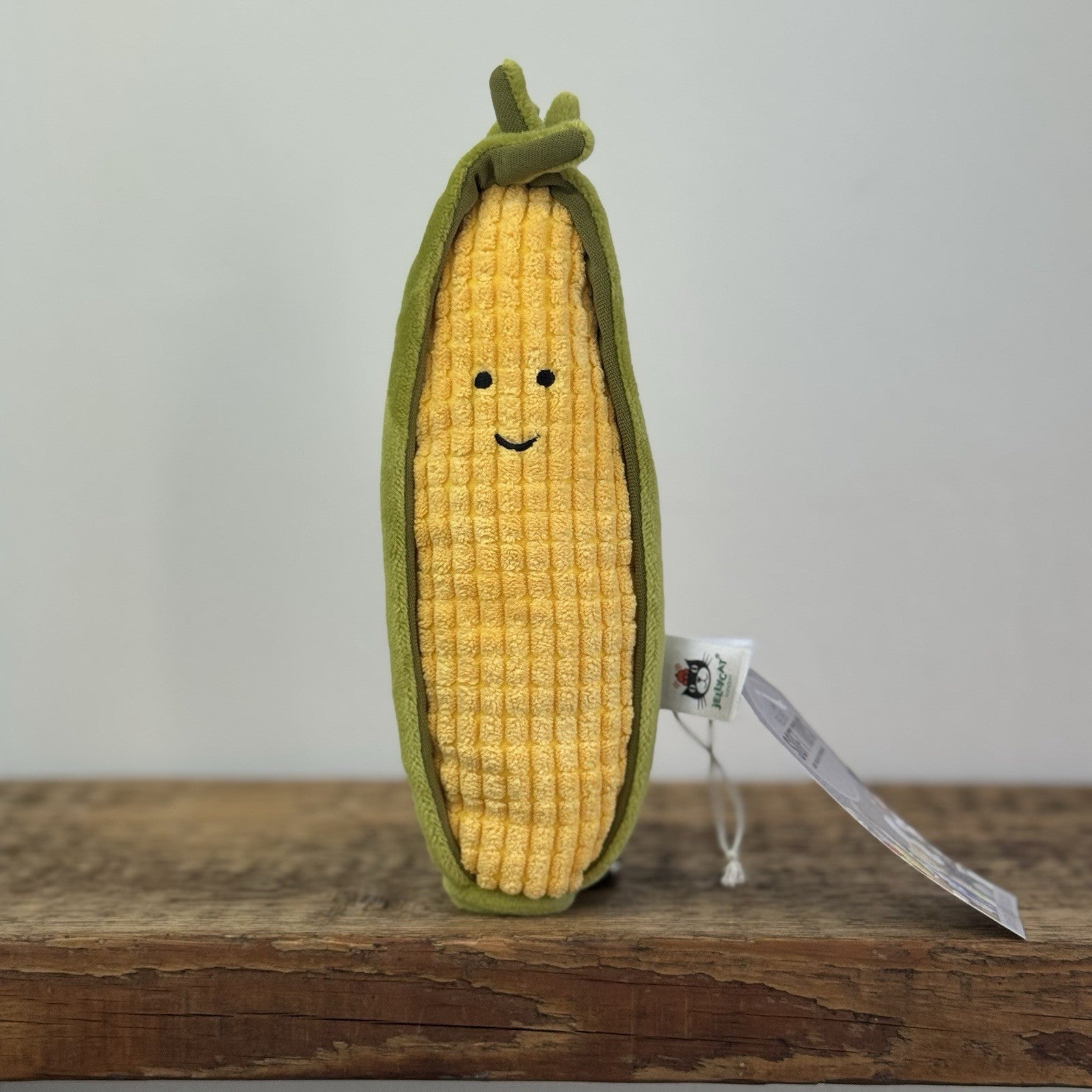 Jellycat Vivacious Veg Sweetcorn - Corn On The Cob Velour Plush Beanie 8"