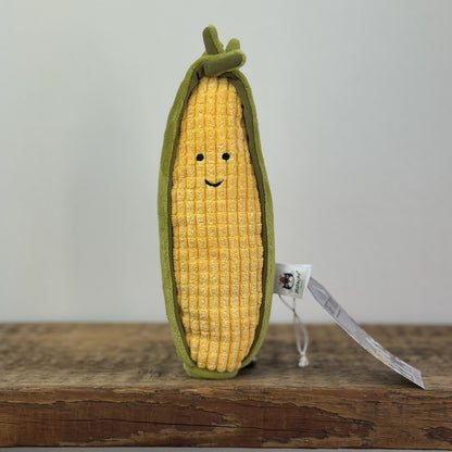 Jellycat Vivacious Veg Sweetcorn - Corn On The Cob Velour Plush Beanie 8"