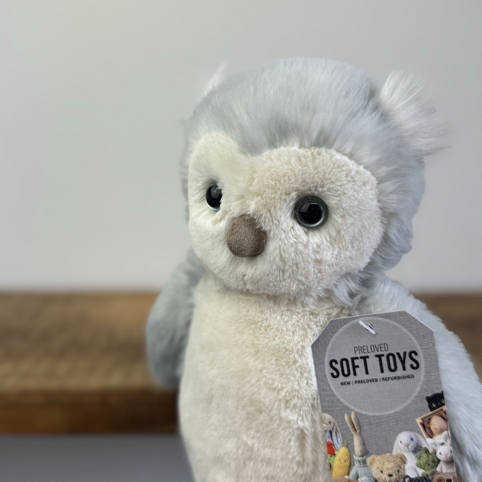 Jellycat Bashful Owl Chick - Birch Grey Colouring Owl Soft Toy Medium 9" (#2)