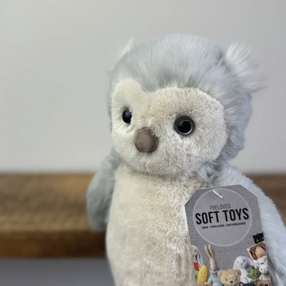 Jellycat Bashful Owl Chick - Birch Grey Colouring Owl Soft Toy Medium 9" (#2)