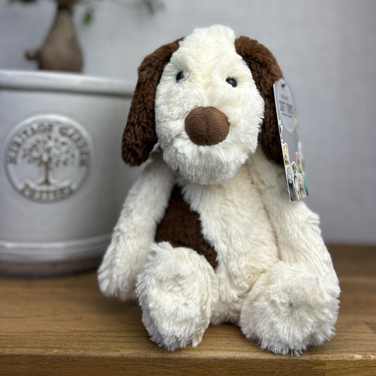 Jellycat Bashful Mutt - Soft Cream & Brown Patch Puppy Dog - Medium 12"