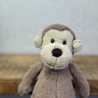 Jellycat Small Bashful Monkey Retired Brown Beanie Monkey Plush Retired 8" BNWT