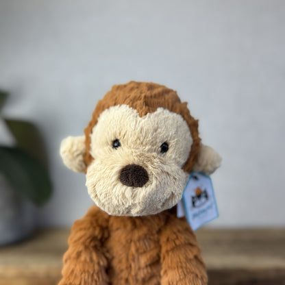 Jellycat Fuddlewuddle Monkey - Rust Brown Monkey Textured Beanie Soft Toy 9"