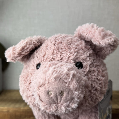Jellycat Rondle Pig - Large Textured Sitting Pink Piglet Plush Rare Retired 8”