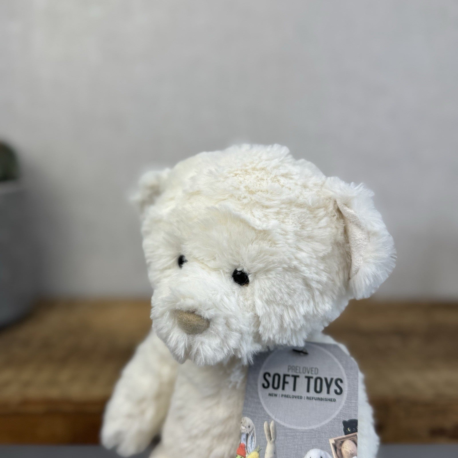 Jellycat Wilkie Bear - Little Jellycat White Traditional Bear Textured Fur Rare