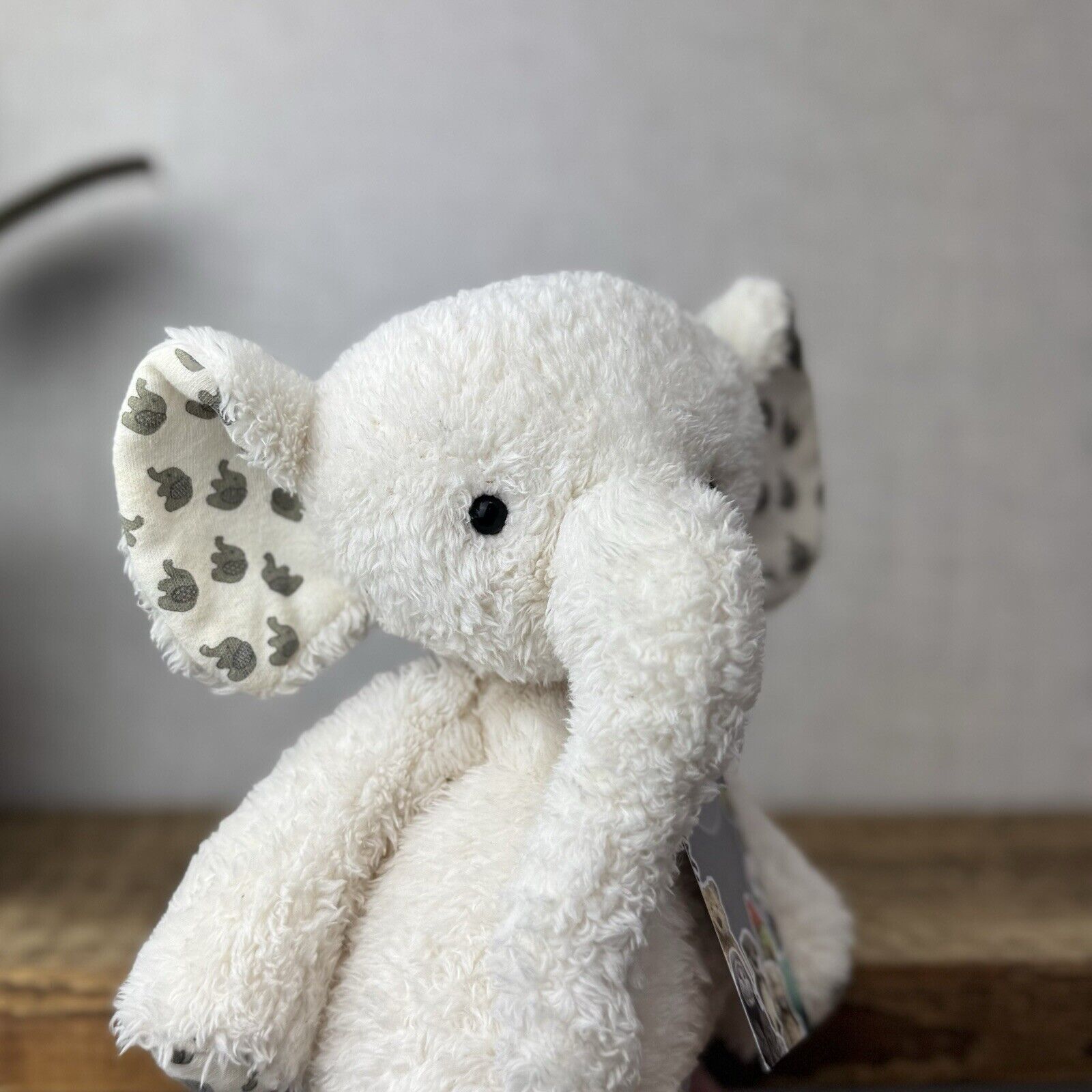 Jellycat Little Moonbeam Elly - Nugget Elephant White Textured Retired 12”