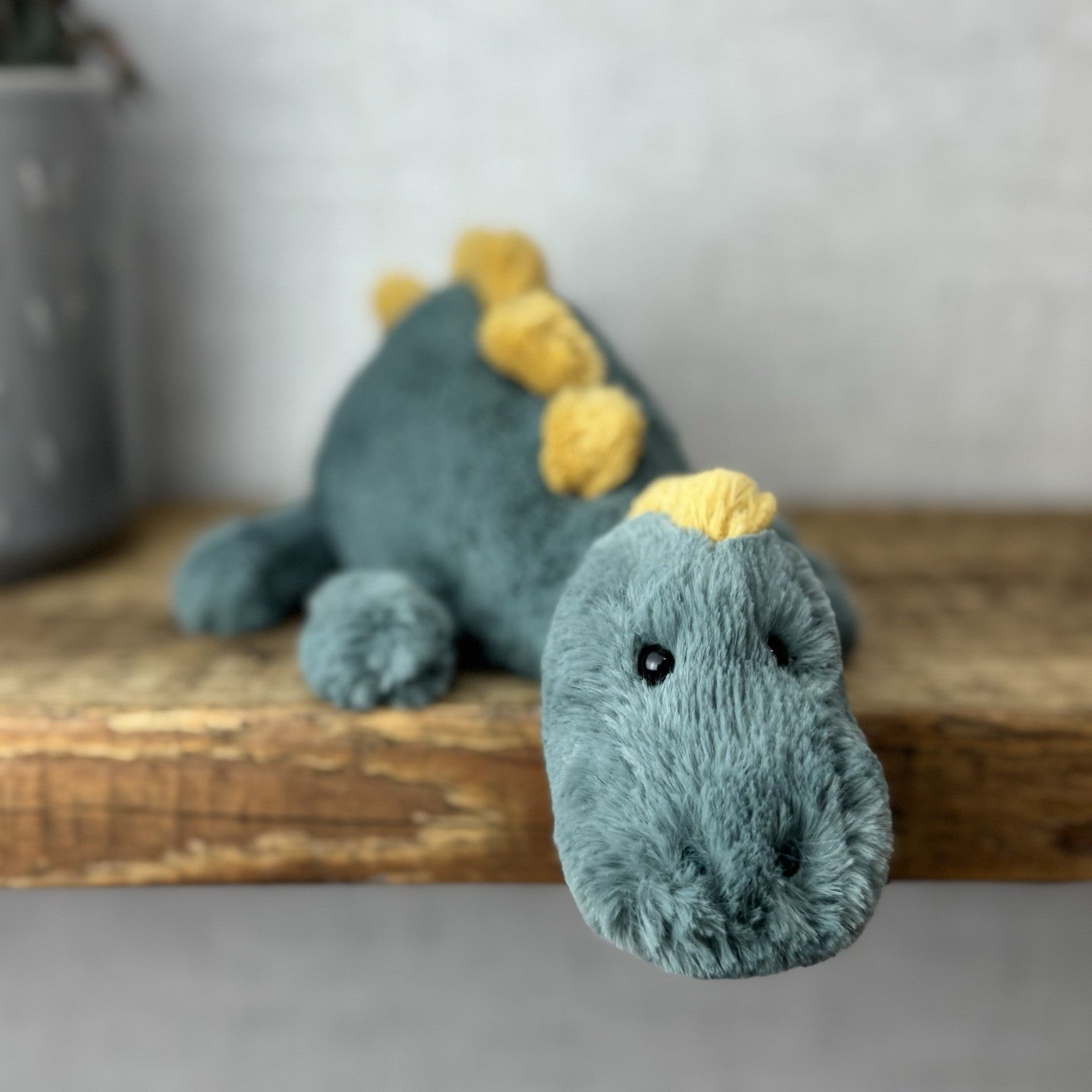 Jellycat Little Douglas Dino Dinosaur - Laying Green Dinosaur Plush Beanie 11”