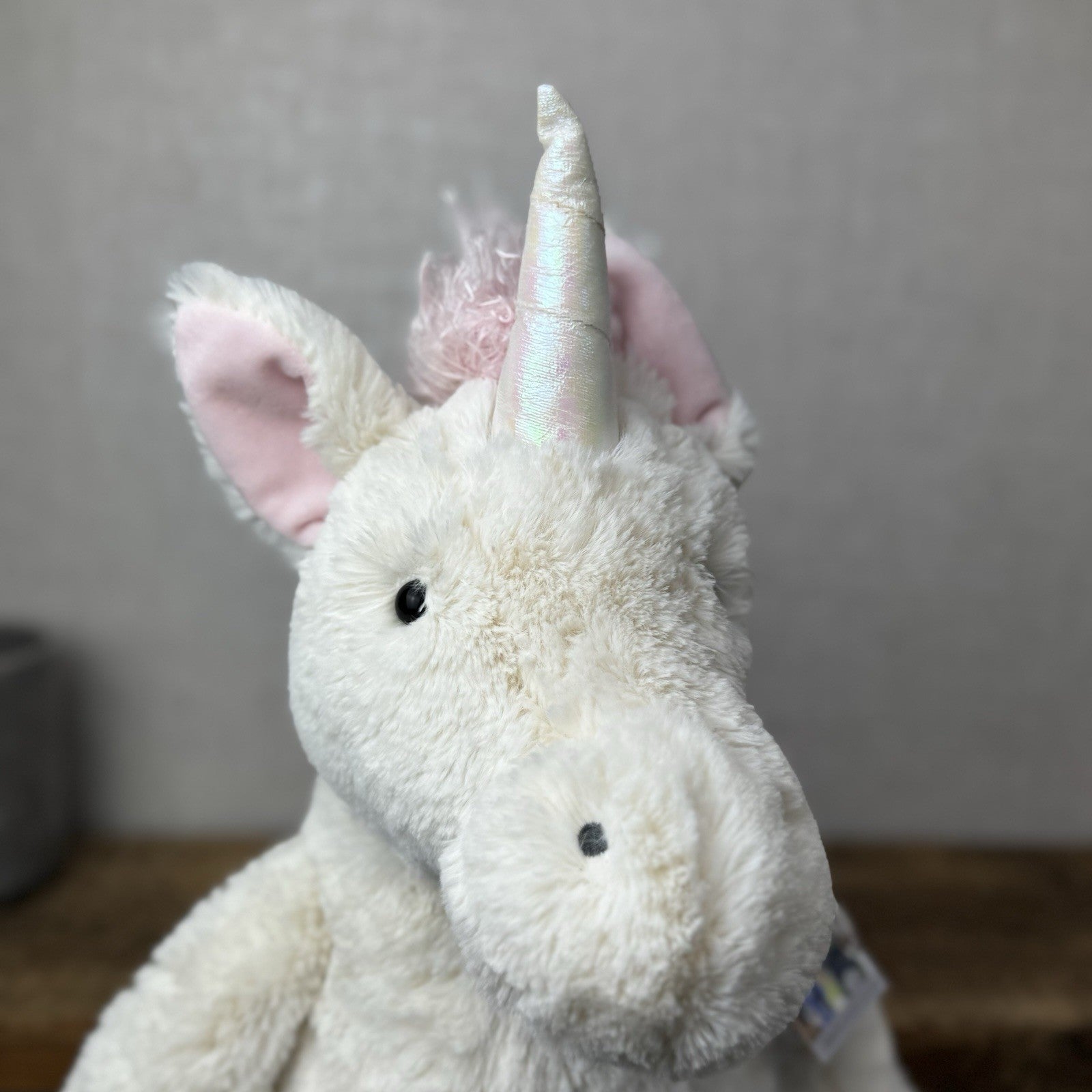 Jellycat Huge Bashful Unicorn - Huge White/Pink Retired Unicorn Soft Beanie 22"