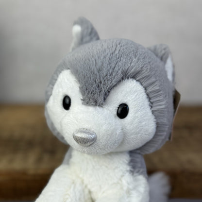 Aurora Glitzy Tots Husky Dog Soft Toy - Mini Husky Plush Grey/white/silver New