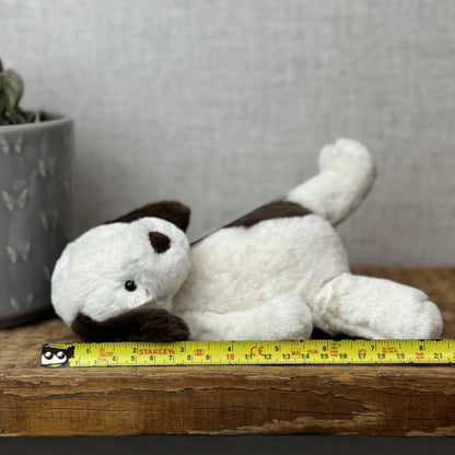 Jellycat Small Puffles Dog -Super Soft White & Brown Retired Puppy Beanie 8”