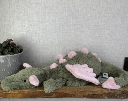 Jellycat Malachy Dragon - Green / Pink Plush Large Jellycat Dragon NWOT 18"