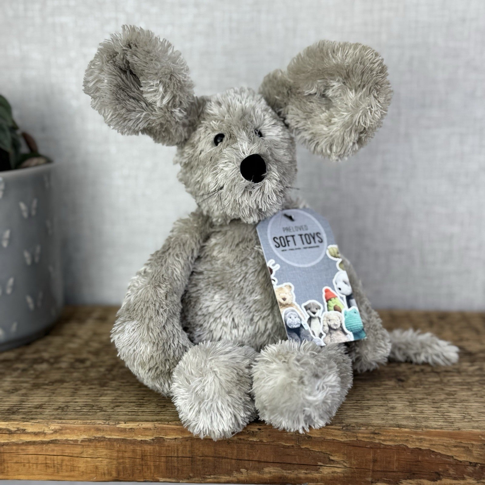 Jellycat  Tumbler Mous - Grey Scruffy Bunglie Style Mouse Beanie Plush 11” NWOT
