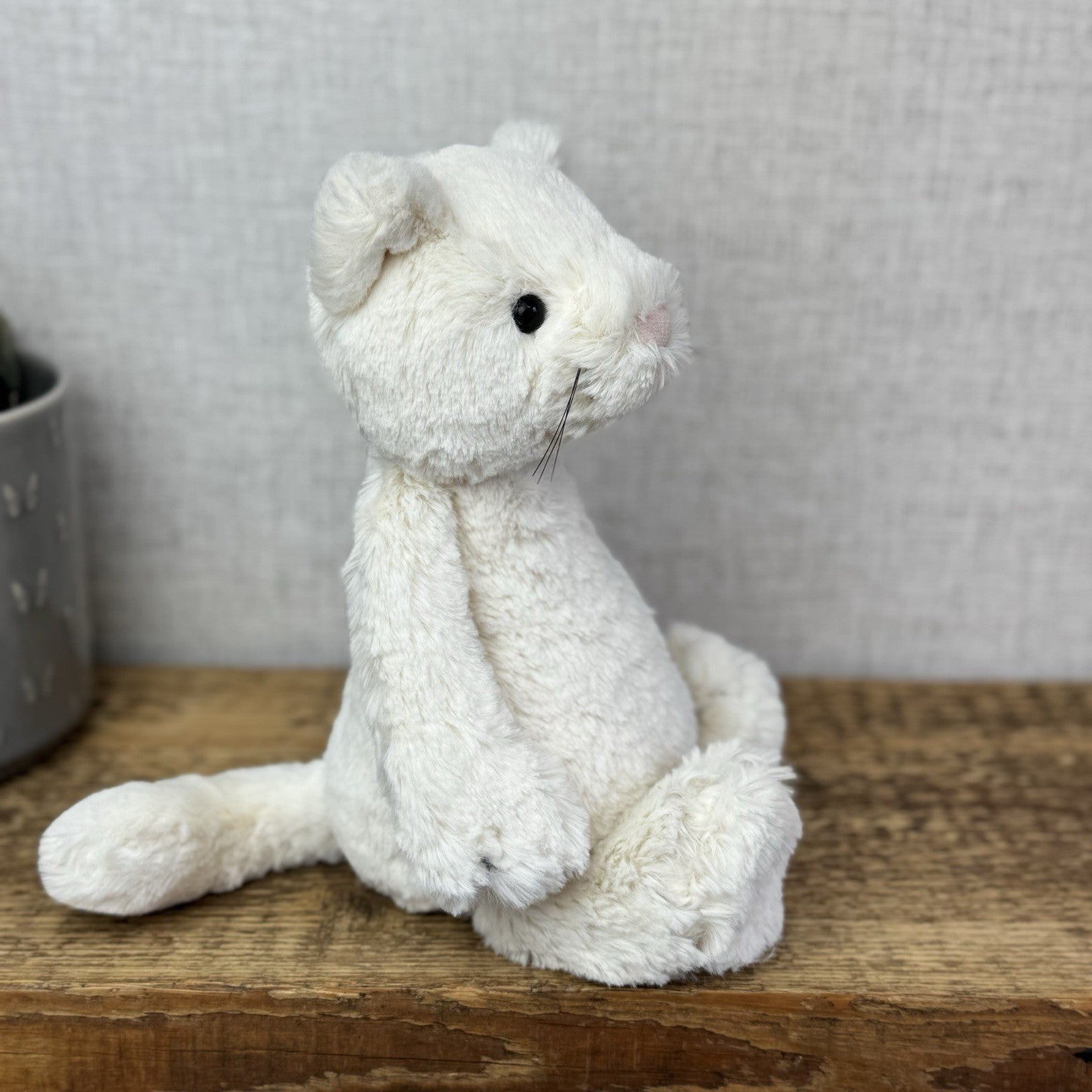 Jellycat Medium Bashful Cream Cat Kitten - Cream Cat With Whiskers Retired 12”