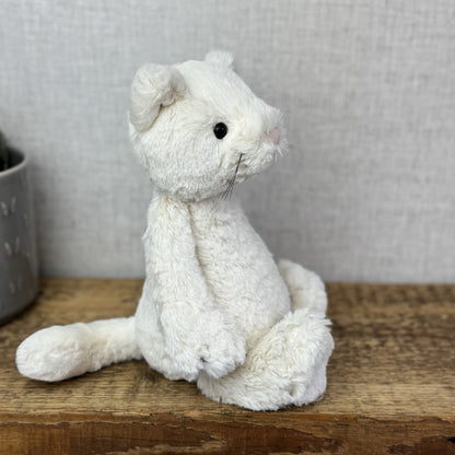 Jellycat Medium Bashful Cream Cat Kitten - Cream Cat With Whiskers Retired 12”