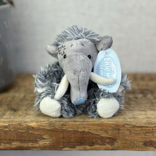 Blue Nose Friends Needles #83 - Min Mammoth Grey Fluffy Beanie Collectible 5"