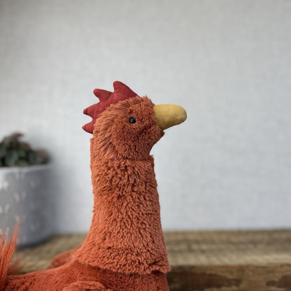 Jellycat Robbie Rooster - Red Fluffy Rooster Plush Beanie Soft Toy Chicken 12"