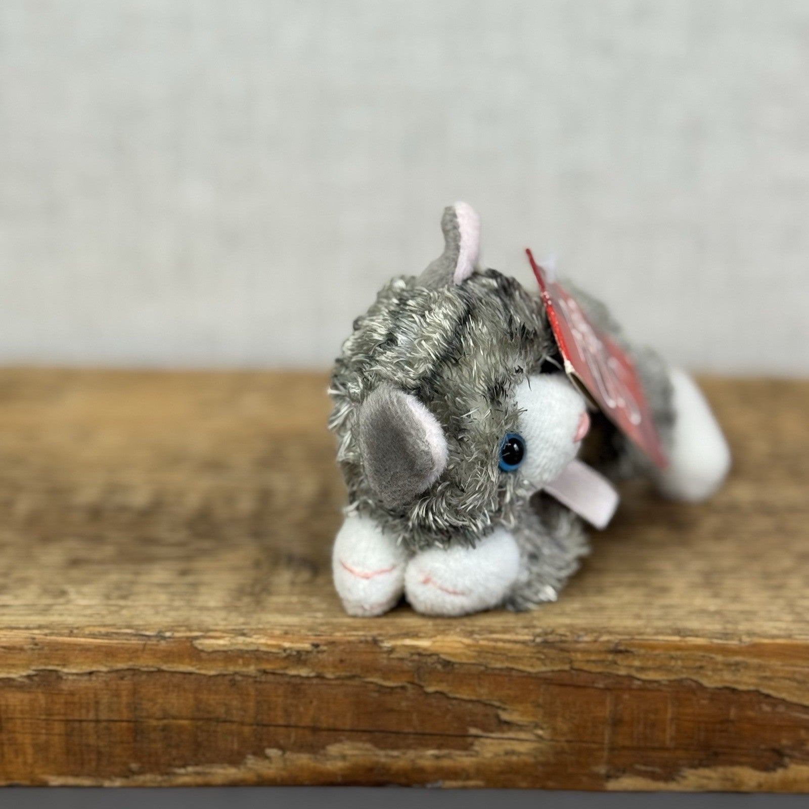 Russ Berrie Cheshire Cat Beanie - Grey Tabby Cat - Vintage Kitty Plush 5”