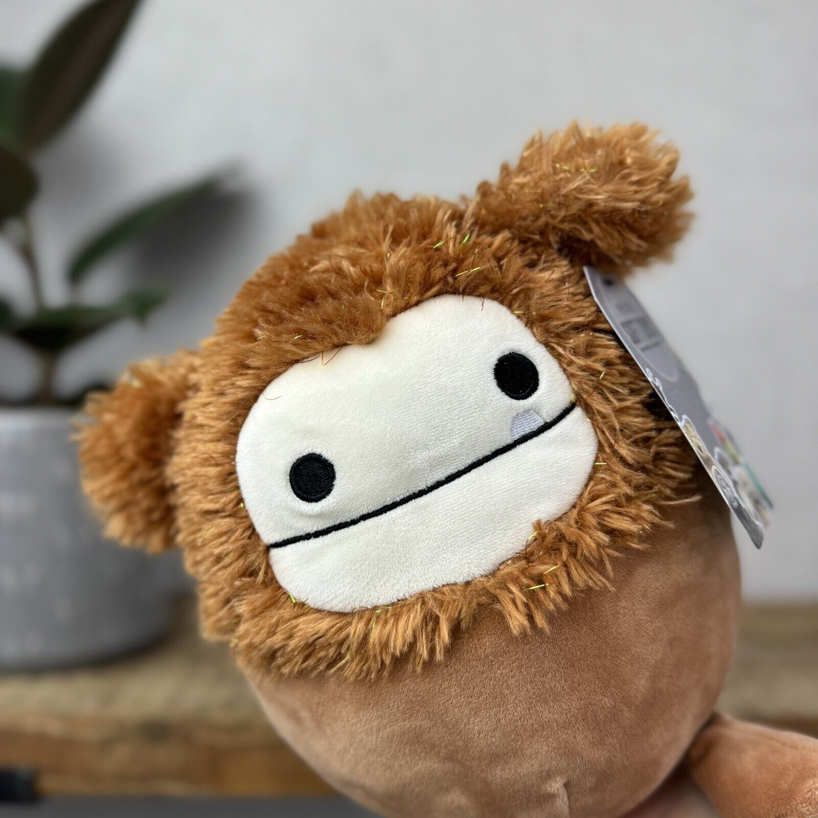 Squishmallow Benny The Bigfoot- Soft Plush Golden Sparkly Tinsel Hair Brown 7.5”