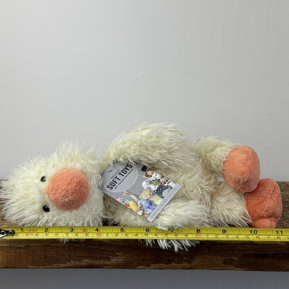 Jellycat Angora Duck - Rare Indigo Exclusive Fluffy Cream Duck Medium 12"