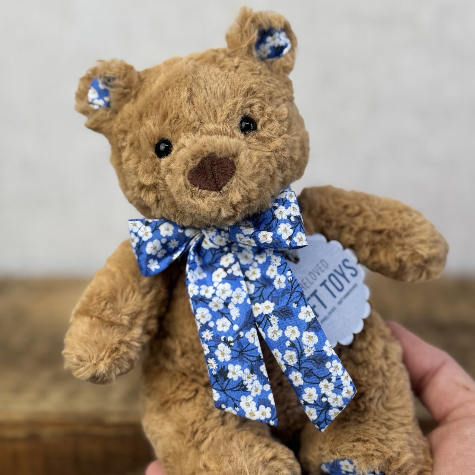 Custom/Bespoke Tiny Bartholemew Bear - Ditsy Blue Blossom Made With Liberty 