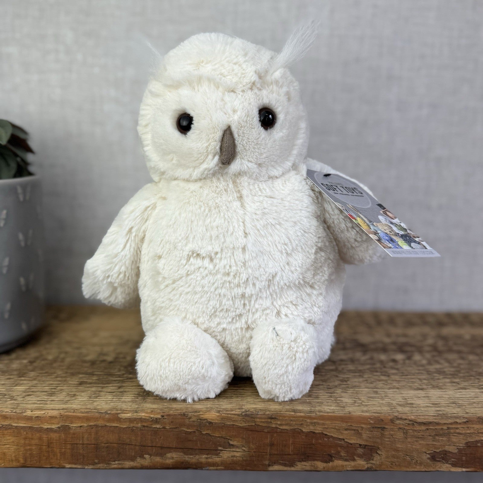 Jellycat Medium Bashful Owl - White Owl Beanie Soft Toy Retired Plush 12"