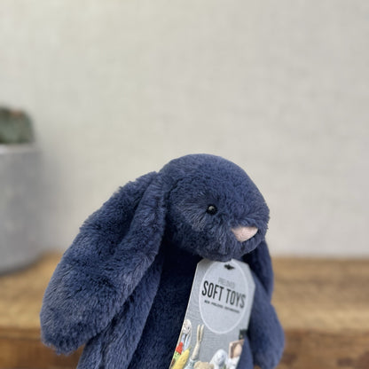 Jellycat Small Navy Bashful Bunny Rabbit - Small Navy Blue Bunny Rabbit Retired 