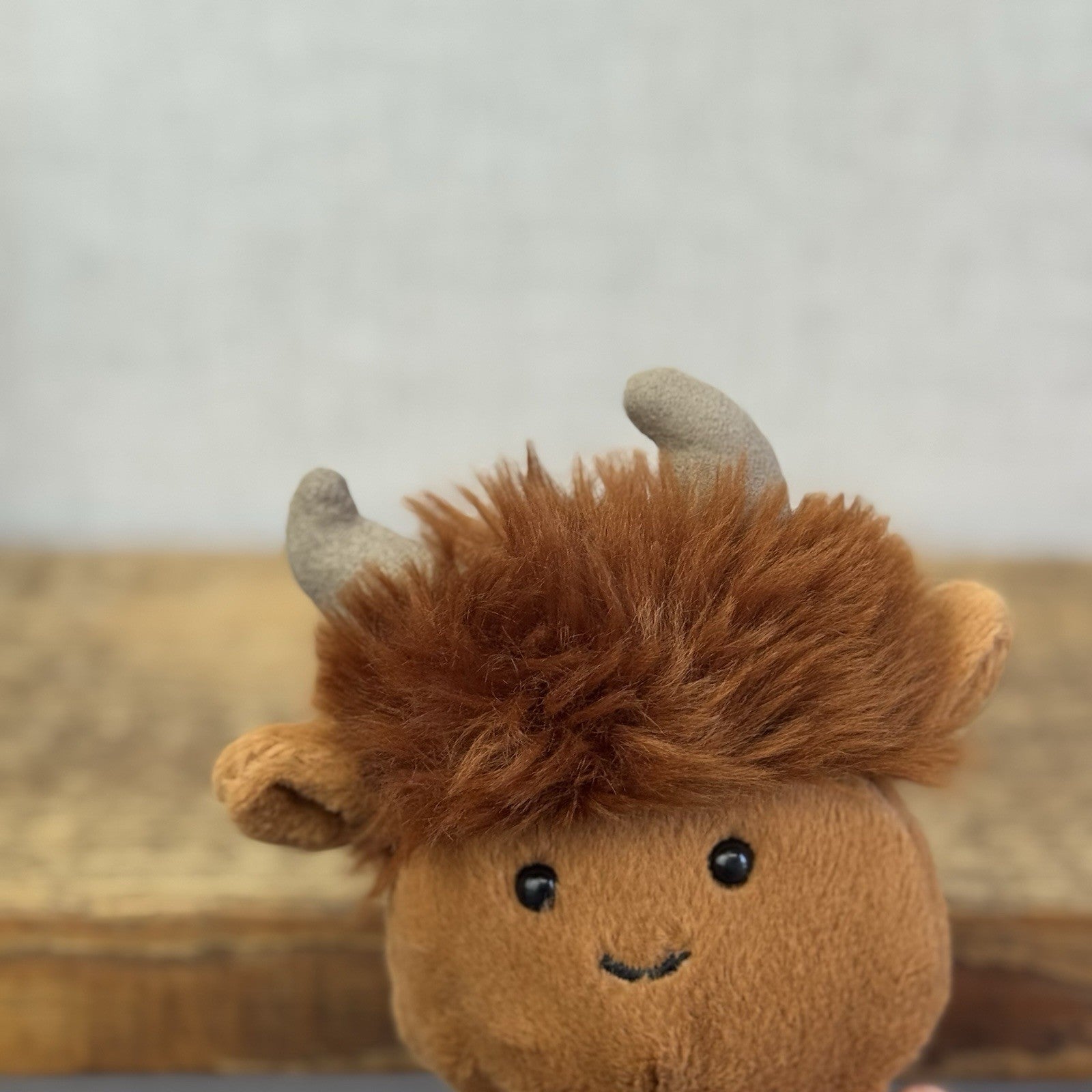 Jellycat Amuseabean Highland Cow  - Small Brown Beanie Cow Soft Toy Retired 5”