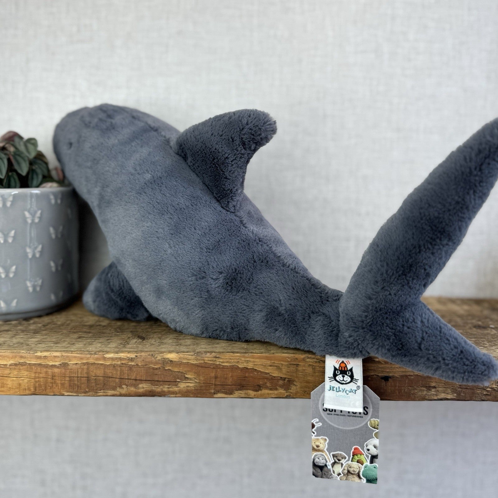 Jellycat Shadow Shark Grey - Large Beanie Shark Retired Dark Grey Rare 16"