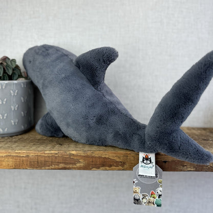 Jellycat Shadow Shark Grey - Large Beanie Shark Retired Dark Grey Rare 16"