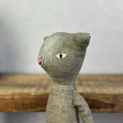 Maileg Medium Cat - Grey Retired Cat With Christmas Knitted Clothing - Rare 14"