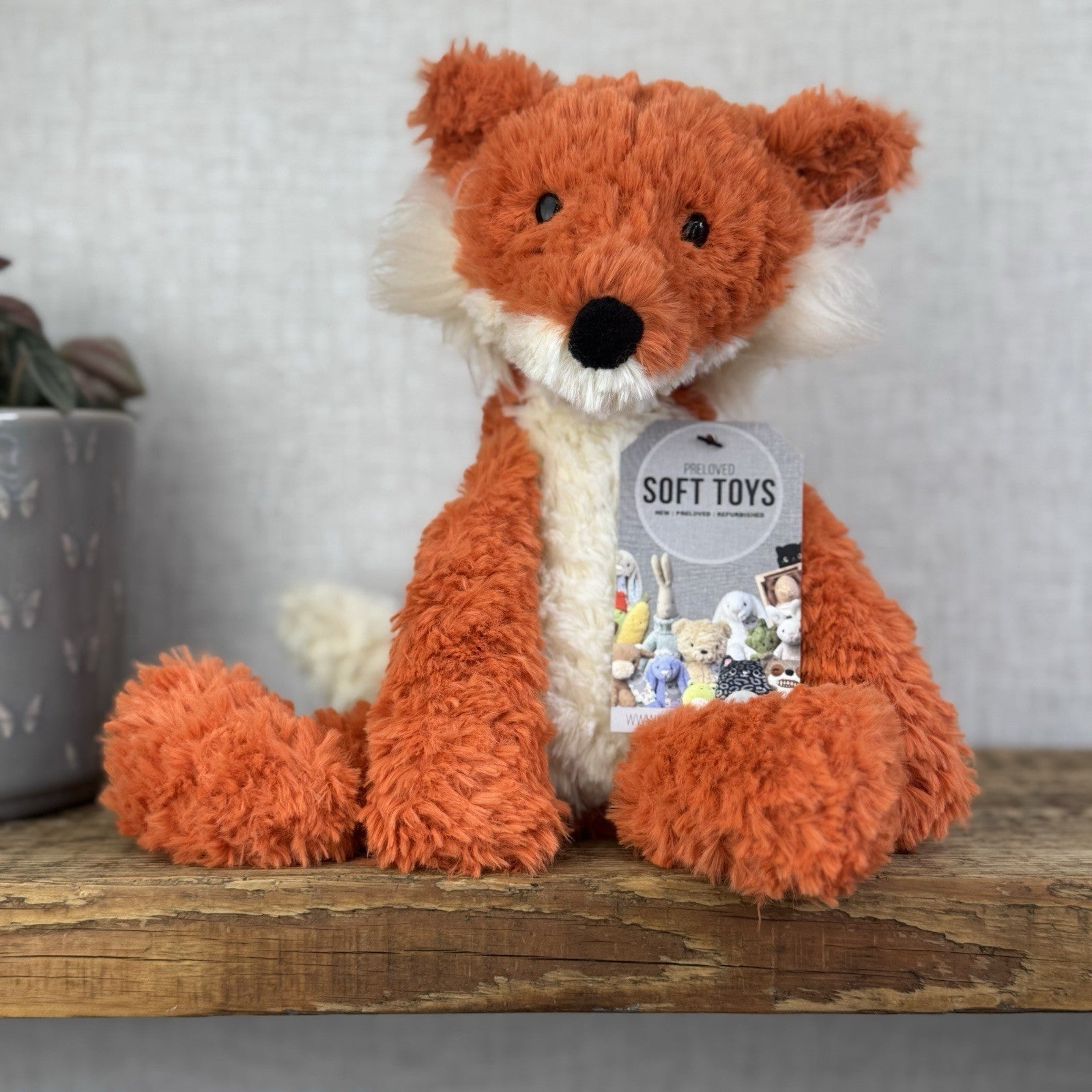 Jellycat Crumble Fox Orange Soft Plush Toy - Textured Red Fox Beanie Plush 12"