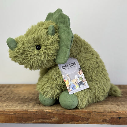 Jellycat Curvie Dino - Green Fluffy Sitting Dinosaur Plush Beanie - Medium 10"