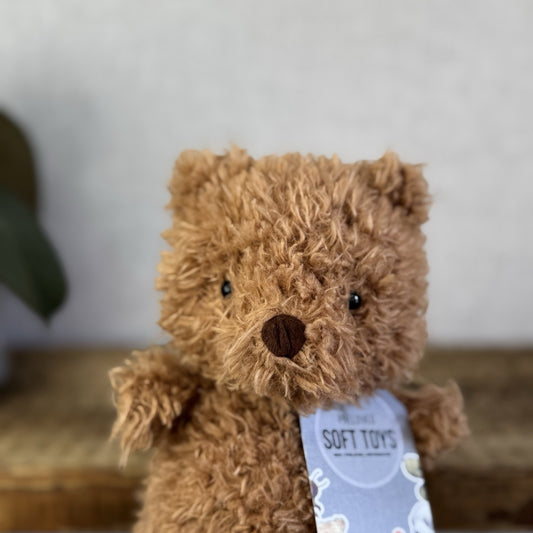 Jellycat Brown Little Bear - Small Curly Haired Brown Teddy Bear Soft Toy 7”