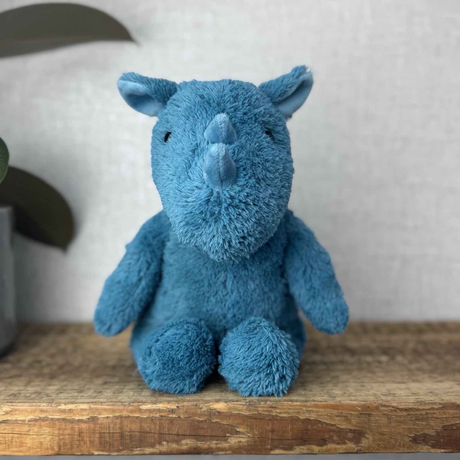 Jellycat Cushy Rhino Blue - Blue Textured Rhino Plush Beanie New With Tags 12"