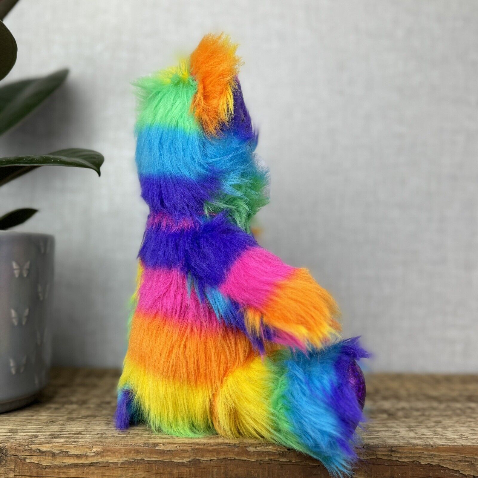 BAB Build A Bear Lisa Frank Shaggy Rainbow Bear - Fluffy Rainbow BAB Rare 10"