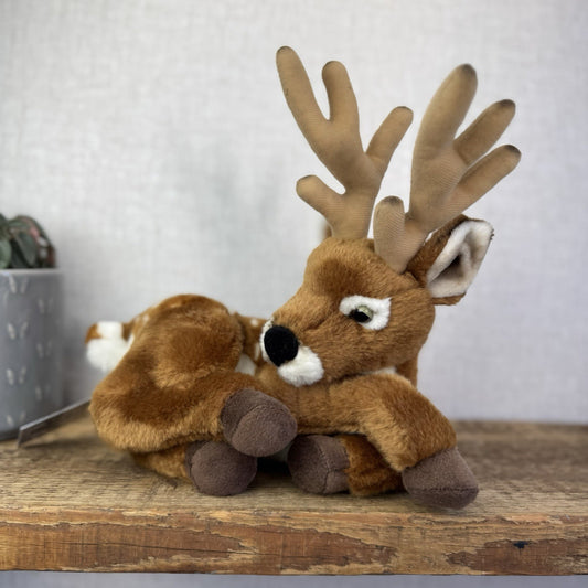 Living Nature Red Deer Stag - Laying Deer Woodland Soft Toy Plush Rare 10”