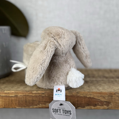 Jellycat Beige Bunny Soother - Brown/Grey Rabbit Comfort Blanket Baby NWOT 