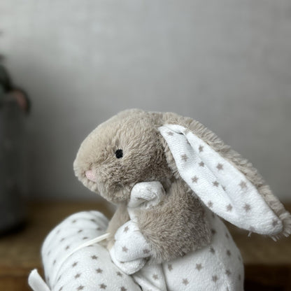 Jellycat Bashful Star Bunny  Soother - Beige/White Star Blanket Bunny Comforter