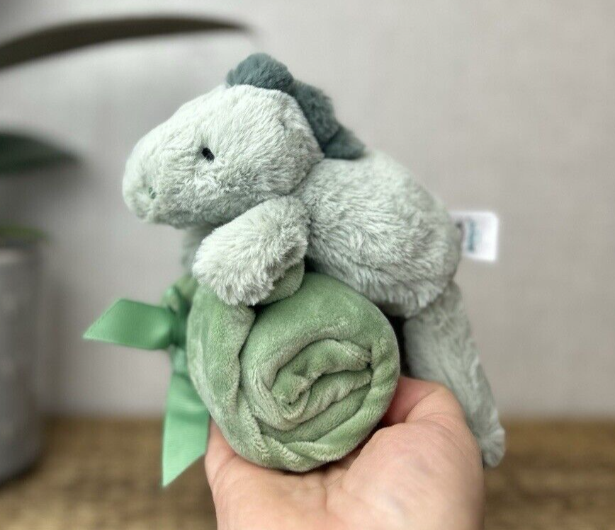 Jellycat Green Shooshu Dinosaur - Dino Comforter Soother - Super Soft Comforter