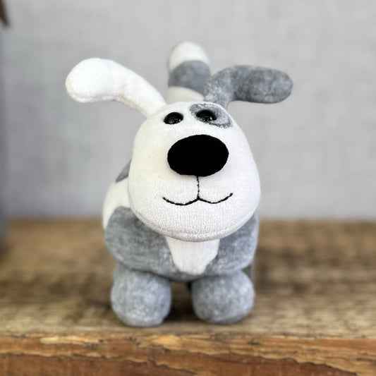Jellycat Crazy Dog - Grey/White Vintage Miniature Beanie Velour NWOT 4"